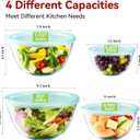 YUANYE 4 Pack Glass Mixing Bowls with Lids Set (3/1.7/0.9/0.6QT),Thick Glass Large Salad Bowl Set, Nesting Kitchen Bowls for Serving, Prepping, Cooking and Baking, Dishwasher, Oven,Microwave Safe