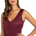 Elegant Glitter Knit Jacquard Ruched Bodice (Red), Size: 4 Petite