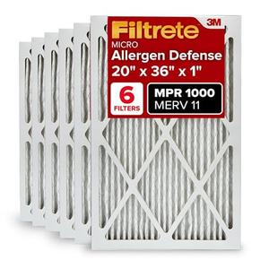 Filtrete 20x36x1 AC Furnace Air Filter, MERV 11, MPR 1000, Micro Allergen Defense, 3-Month Pleated 1-Inch Electrostatic Air Cleaning Filter, 4 Pack (Actual Size 19.81x 35.81x0.81 in)