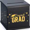 Black & Gold Graduation Card Box, Large 10x10 Black Congrats Grad Gift Card Box Holder, Grad Party Favors, Envelope Money Basket, College Graduation Decorations 2026, Party Decor, Table Centerpiece