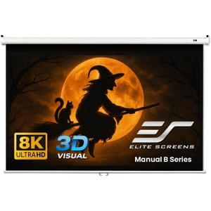 Elite Screens Manual B, 100-INCH Manual Pull Down Projector Screen Diagonal 16:9 Diag 4K 8K 3D Ultra HDR HD Ready Home Theater Movie Office Presentation, M100H