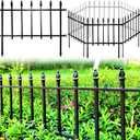 Metal Decorative Garden Fence 22" Wide x 18" High (10 Panels, Total Length 18.3 feet), Metal Border Folding Fence, Landscape Fencing for Flower Bed, Yard, Animal Barrier (Black)