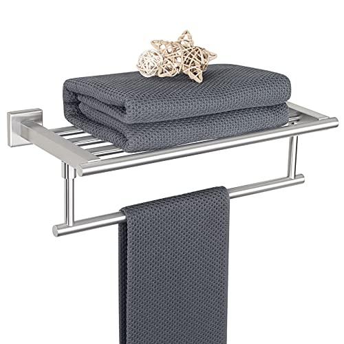 Alise 16 Inch Towel Racks for Bathroom, Towel Rack Wall Mounted with Tower Bars, SUS 304 Stainless Steel Bathroom Shelf, Heavy Duty Hand Towel Holder (Brushed Nickel)
