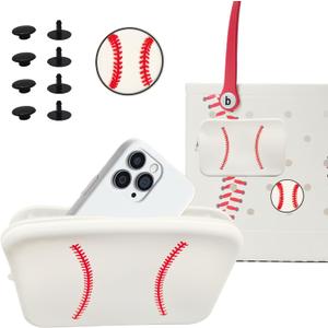 Baseball Silicone Zipper Pouch for Bogg Bag  Includes 1 Baseball Charm, Large-Capacity Phone Holder Organizer Insert for Most Rubber Beach Bags, Easy to Install Baseball Silicone Zipper Pouch for Bogg Bag  Includes 1 Baseball Charm, Large-Capacity Phone Holder Organizer Insert for Most Rubber Beach Bags, Easy to Install