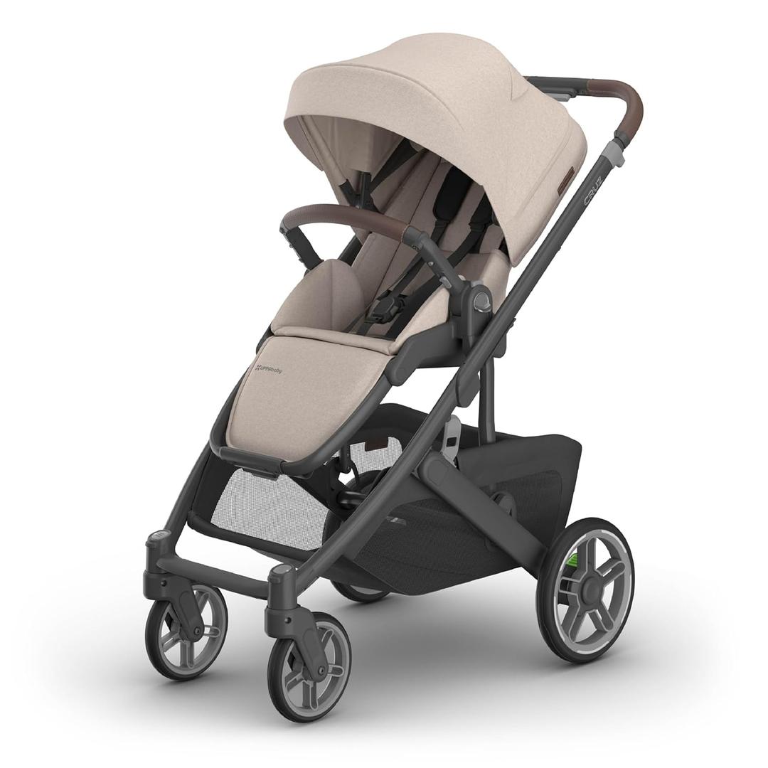 UPPAbaby Cruz V3 Stroller - from Birth + Car Seat Compatible - Full-Size, Reversible Seat - Infant Insert, Bug and Rain Shields Included - Ada - (Sandstone Mlange/Carbon Frame/Chestnut Leather) Manufacture date: 01/2026