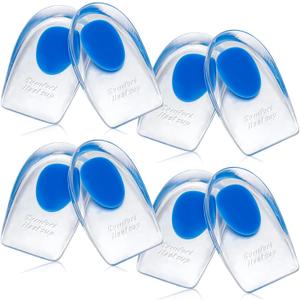 Gel Silicone Heel Pads/Cups,8 Pack Heel Lifts for Achilles Tendonitis,Shoe Wedge Inserts for Plantar Fasciitis,Sore Heel, Heel Spur and Heel Pain Relief,Heel Support for Men and Women(Large)