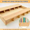 Wooden Straw Holder Straw Organizer Straws Storage Container with 4 Pcs Double Sided Adhesive Tape for Kitchen Counter