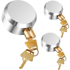 Hotop 3 Pcs Hidden Shackle Padlocks Puck Lock Keyed Alike Trailer Puck Lock 2-7/8" Hidden Heavy Duty Padlocks with 6 Pcs Keys for Trailer Pucks Padlock