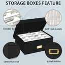 Decorative Photo Storage Box - Linen Photo Box Organizer with Dividers, Fits Holds Up to 1700 Pictures and 4x6 Photos, Memory Keepsake Organizer for Photos, Scrapbook Supplies, Cards, Stamps (Black)