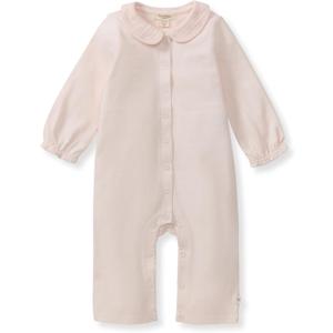Burt's Bees Baby baby-girls Long Sleeve Jumpsuit, 100% Organic Cotton, One-piece Coverall Outfit With Collar (6-9 Months, Angelic)
