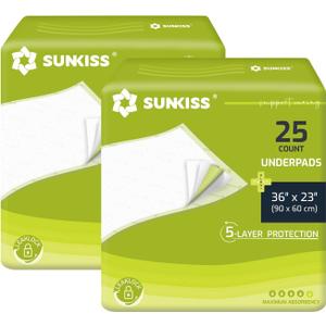 SUNKISS TrustPlus 36" x 23" Disposable Bed Pads for Adults and Kids, Super Absorbent Incontinence Underpads for Elderly, Large Puppy Training Pads, 25 Count