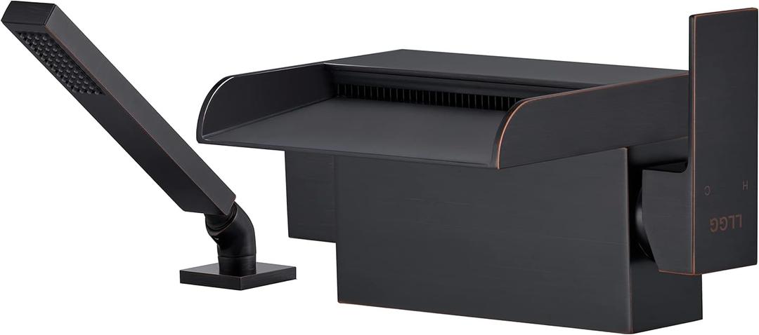 Oil Rubbed Bronze Freestanding Tub Faucets Bathtub Fillers Floor Mounted Mount Faucet Filler for Tubs Bathtubs LLGG High Flow 11.9GPM Bathroom with Handheld Shower RIGOBAL