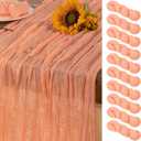 Peach Cheesecloth Table Runner 10 Pack Summer Sheer Cheese Cloth Table Runners Boho Gauze 120 Inches for Sweet Little Peach Baby Shower Decorations Wedding Bridal Birthday Parties