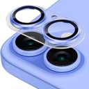 CloudValley for iPhone 16 /iPhone 16 plus Camera Lens Protector [with Tranparent Full Coverage Base], [AR+AF 98% Transmittance] Anti-Scratch Tempered Glass Cover, HD Clear Screen,Ultramarine