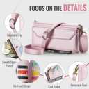 for iPhone 14 Pro Max Wallet Case with Zipper Card Holder & Crossbody Lanyard Strap & Wrist Strap, RFID Blocking PU Leather Magnetic Flip Handbag Purse Case for iPhone 14 Pro Max - Rose Gold