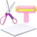 Paper Crimper, 9" Pinking Shears, Glossy Thin Inkjet Paper 100 Sheets 8.25 x 11.6 Inches for Chip Bags Crafting for Inkjet Printer, Dye Ink 115gsm(Purple, Pink) (Multicolor)