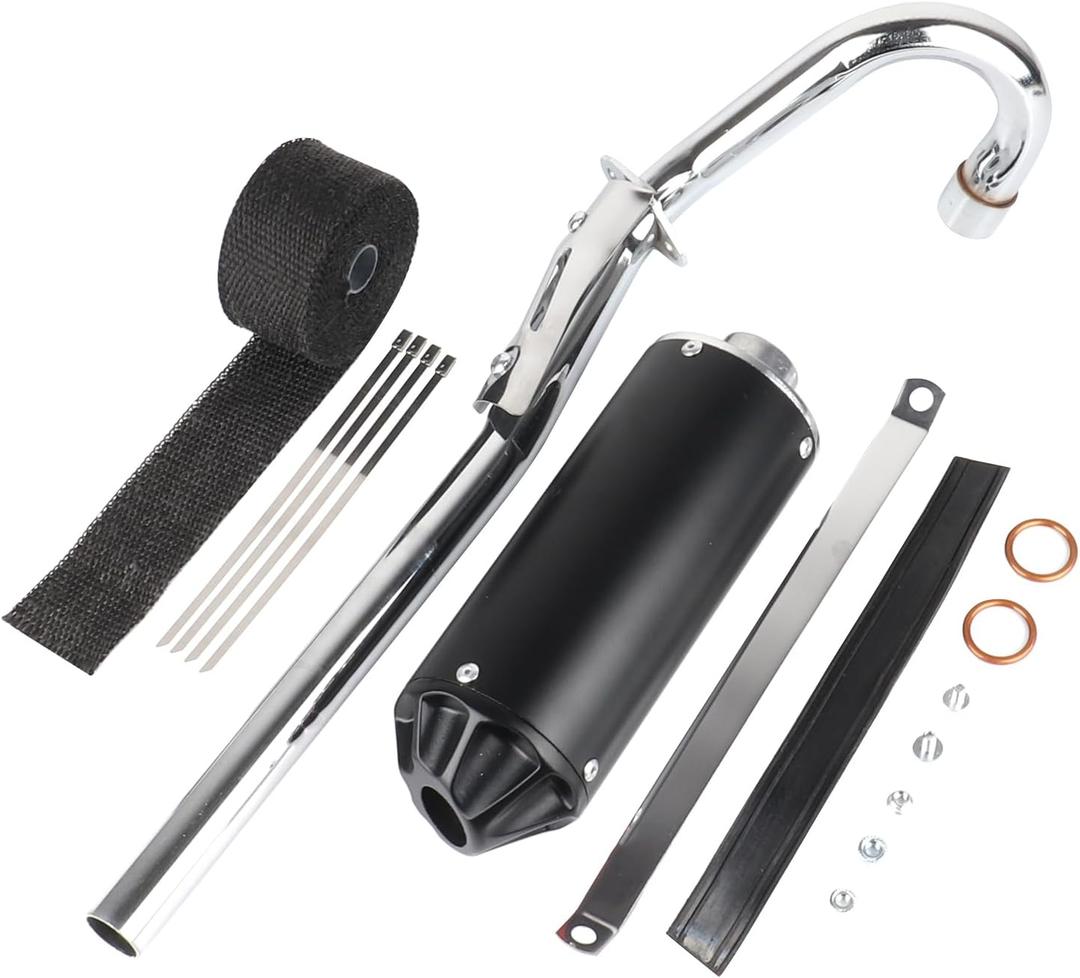 28mm Exhaust Muffler Assembly with Heat Wrap For CRF50 CRF70 XR50 70cc 110cc 125cc Taotao DB10 DB14 Baja Xpro Apollo Roketa SSR TTR SDG Coolster Pit Dirt Bike Parts (Black)