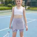 CharmWM Girls High Elastic Waist Shorts Kids Cute Active Golf Tennis Skorts Skirts Leggings Pants (Purple)