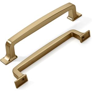 khtumeware 10 Pack 5 Inch Champagne Bronze Cabinet Pulls Warm Brass Drawer Pulls Kitchen Cabinet Hardware Kitchen Handles for Cabinets Cupboard Handles Drawer Handles (5"/128MM Hole Center)