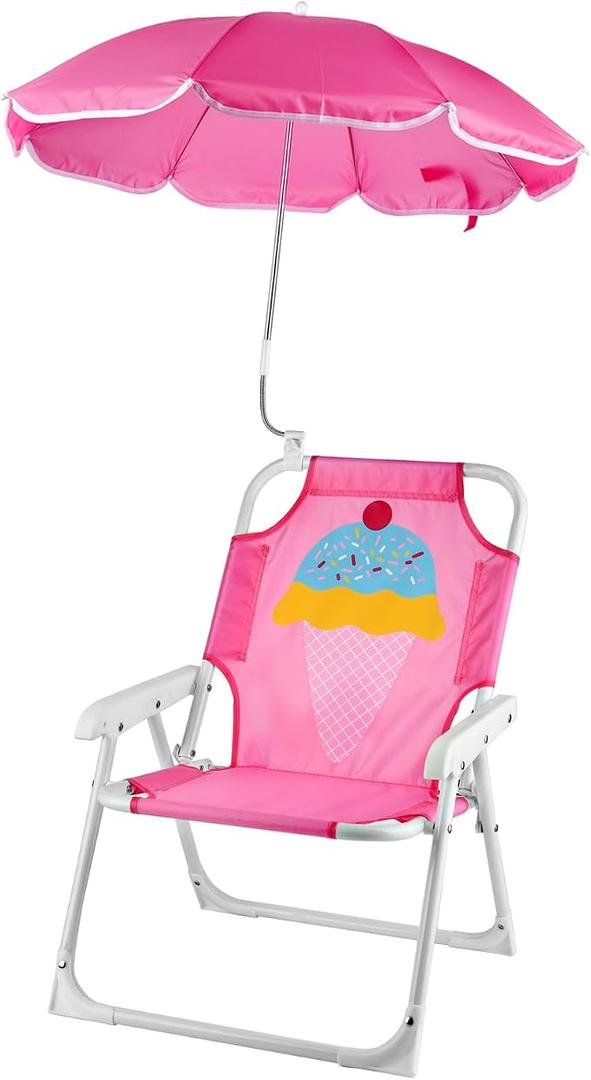 PLULON Kids Beach Chair with Umbrella Folding Lawn and Camping Chair with Summer Shade Children's Beach Chair for Pool Travel Outdoor(for 1-5 Years Old)