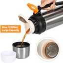 MUCR 88oz Large Coffee Thermo for Travel, 2500ml Insulated Stainless Steel Water Bottle with Cup and Handle, Water Jug for 24hr Hot and Cold drinks, Vacuum Flask for Camping, Fishing & Working, Silver