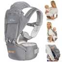 Bear Baby Carrier, 6-in-1 Baby Carrier Newborn to Toddler with Hip Seat (Ergonomic M Position) for 3-36 Month/ 7-44lbs Baby, Adjustable Size for Enhanced Lumbar Support, Perfect for On-the-go