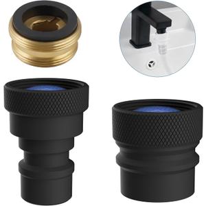 2 Pcs Portable Dishwasher Faucet Adapter, Metal Sink Faucet Aerator Adapter for Dishwasher, 55/64-27 Female and 15/16-27 Male Thread for Kitchen/Bathroom/Rvs, Easy to Install, Matte Black