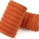 Jacquotha Orange Hand Towels Set of 2 - Ribbed Bathroom Towels Fall Decor, Daily Use & Autumn Gatherings, 13x29 Inches