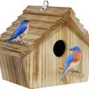 Auslar Bird House, Bird Houses for Outside, Wooden Birdhouse for Outdoors, Hanging Bluebird House for Cardinals Finch Wren Swallow for Wild Bird Viewing