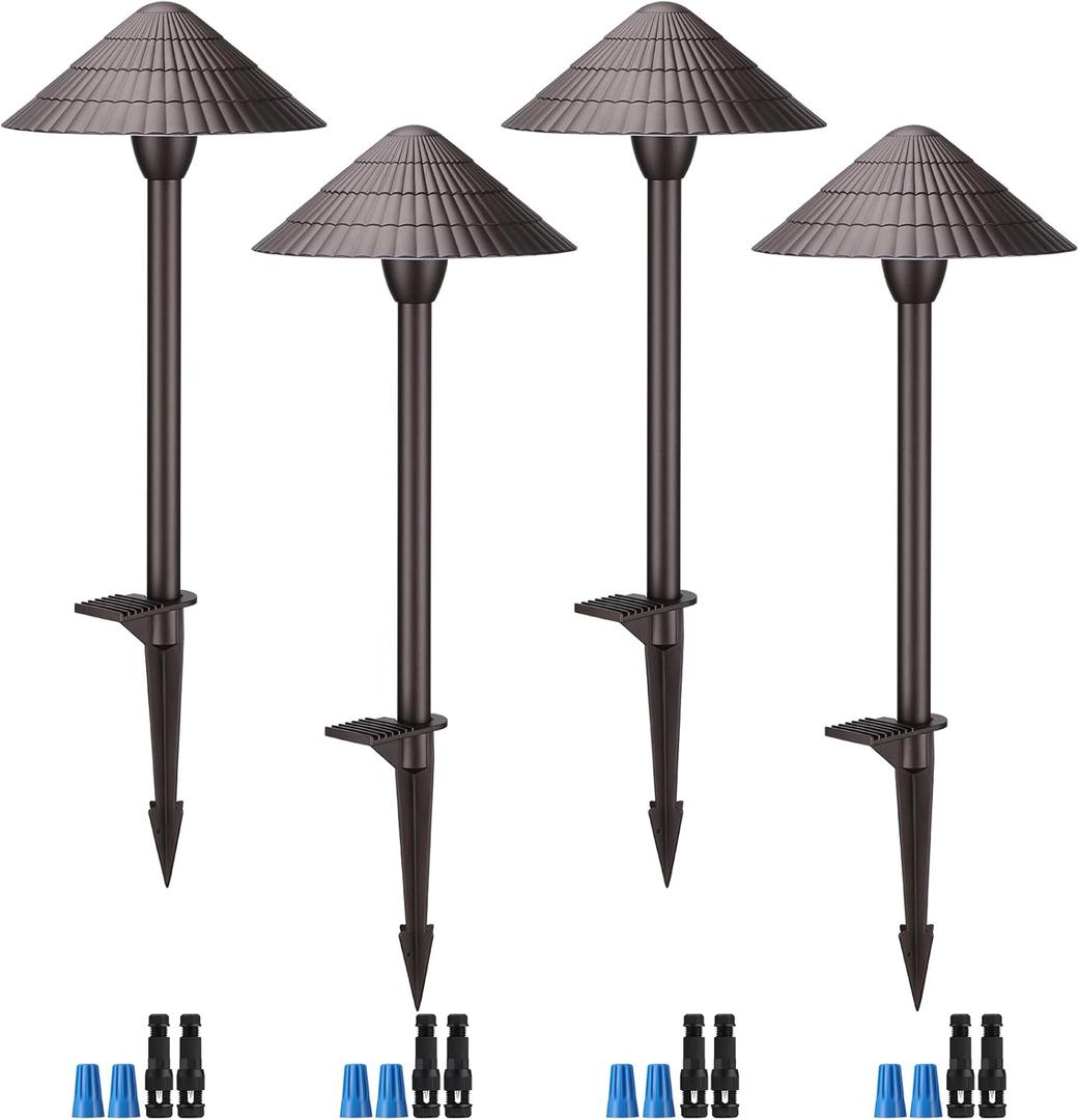 LEONLITE 5CCT LED Low Voltage Landscape Lights, 3W Cast-Aluminum 12-24V Pathway Lights, 1800K-5000K IP65 Path Lights, ETL Listed Landscape Lighting Wired for Yard Lawn, Oil Rubbed Bronze, Pack of 4