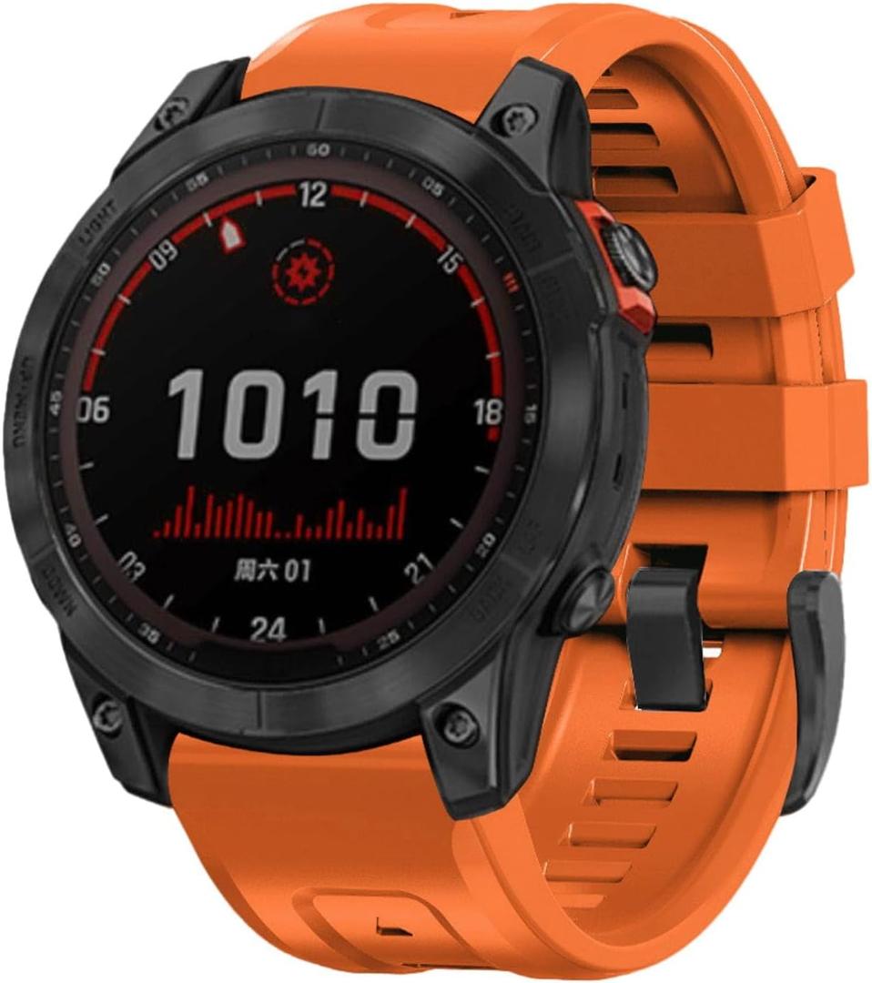 26 watch band compatible with garmin fenix 5x 6x Pro 7x 3 hr quick fit 26mm bands replacement for Epix Pro Gen 2 51mm Enduro 2 Descent Mk1 Mk2 Mk2i Mk3i tactix soft silicone men women Orange
