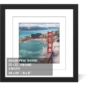 12x12 Wood Picture Frames for Wall Hanging or Tabletop,Diamond Painting Frame Baby Scan Picture Frames with 2 Mats Display 8x8 or 10x10 for Family Walls Decoration,Anniversary,Wedding,Christmas(Black)