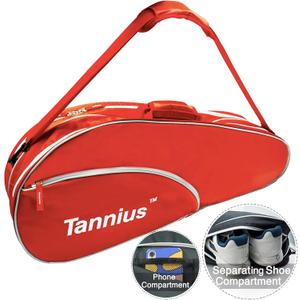 Tennis Racket Bag (3-5 Racquet), with Shoe & Phone Compartment and Protective Pad, Super Roomy and Lightweight Racquet Bag for Tennis, Badminton, One Size