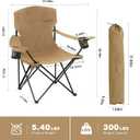SUNNYFEEL Portable Camping Chair with Side Pockets & Cup Holder 300LBS Capacity Padded Portable Outdoor Chair, Carry Bag Included, Great for Camping, Tailgating, Firepits, Patio, & More Black Brown, 37.40" W x 22.64" D x 38.19" H