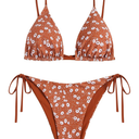 ZAFUL Women's Triangle Bikini Floral String Bikini Set Two Piece Swimsuit Bathing Suits, Size XL