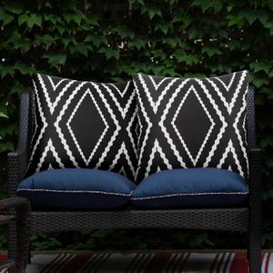 Adabana Outdoor Waterproof Throw Pillow Covers Set of 2 Boho Geometric Pillows Cover for Patio Garden 16 x 16 Inch Black and White