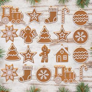 Zhanmai 24 Pcs Christmas Gingerbread Ornaments for Christmas Tree Decorate 12 Style Gingerbread Theme Decorations Cute Xmas Hanging Ornaments Traditional Xmas Tree Party Decors