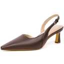 Mostrin Brown Kitten Slingback Heels for Women Low Pointed Closed Toe Heels Women's Pumps Shoes Dressy for Office Work Party, Size 9