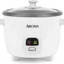 AROMA Rice Cooker, 3Cup (Uncooked) / 6Cup (Cooked), Small Rice Cooker, Oatmeal Cooker, Soup Maker, Auto Keep Warm, 1.5 Qt, White, ARC393NG