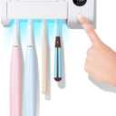 StarWin UV Toothbrush Cleaner, Timer Function, Rechargeable Tooth Brush Holder Wall-Mounted for Bathroom, No Drilling, 4 Slots