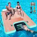 FBSPORT Inflatable Floating Dock with Boat Ramp,Non-Slip Air Dock Floating Platform with Water Ladder and Headrest, Inflatable Island Water Raft for Pool Lake Beach Ocean