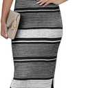 Saodimallsu Womens Summer Midi Bodycon Sweater Dress Sexy V Neck Tie Shoulder Striped Knit Side Slit Sleeveless Tank Dresses