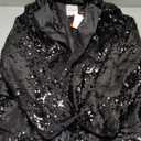EXTRO&VERT Women Blazer Lightweight Long Sleeves Single Button Slim Casual Business Office Outfit (Medium, Black Sequin)