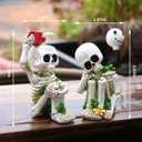Thinking Skeleton Statue Halloween Decorations, Mini Cute Sitting Skull Figurine Shelf Sitter Resin Thinker Sculpture for Outdoor Garden Yard Lawn Pond Waterfalls Pool Ornaments