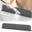 19.2 Inch (49 cm) Silicone Sink Splash Guard with Suction Mount, Kitchen Faucet Water Splash Guard, Anti-Splash Sink Protector for Countertop Behind Faucet