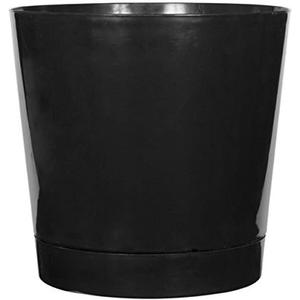 Novelty Root & Vessel Majestic Full Depth Round Cylinder Pot, Glossy Black, 14-Inch (10148)