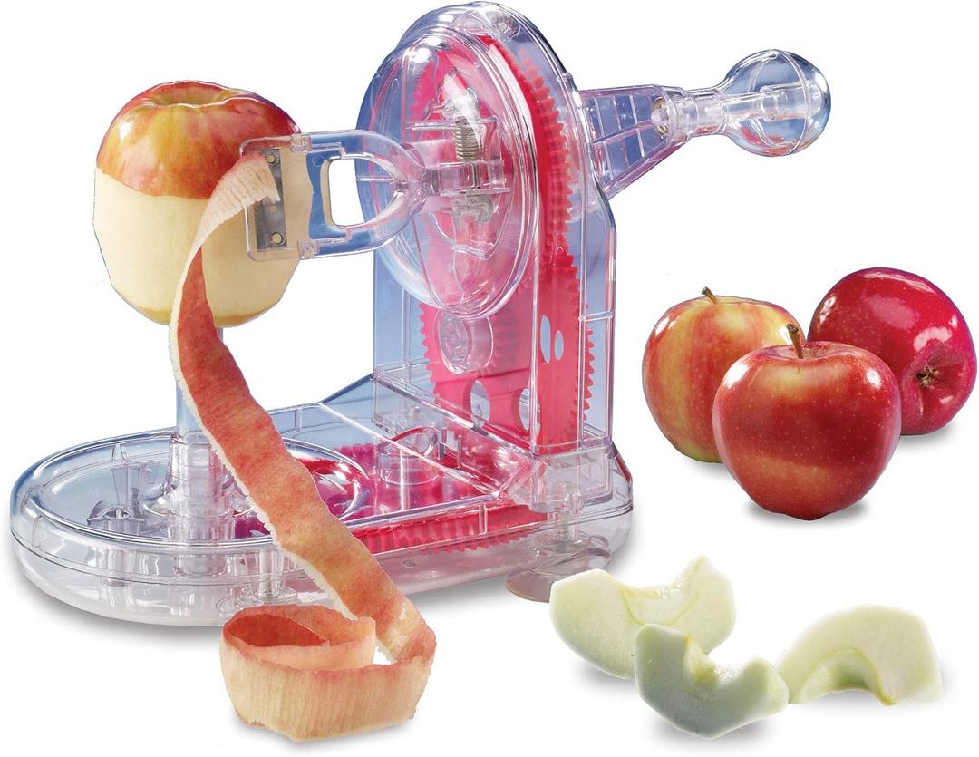 Starfrit Apple Peeler - Easily Peels All Types of Apples - Spring Loaded Arm Adapts to Various Shapes - Bonus Apple Corer