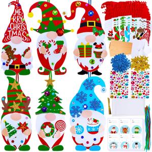 Winlyn 24 Sets Christmas Craft Kits - Winter Crafts DIY Gnome Ornaments & Decorations Art Sets with Foam Stickers for Kids Holiday Seasonal Home & Classroom Activities Party Favors