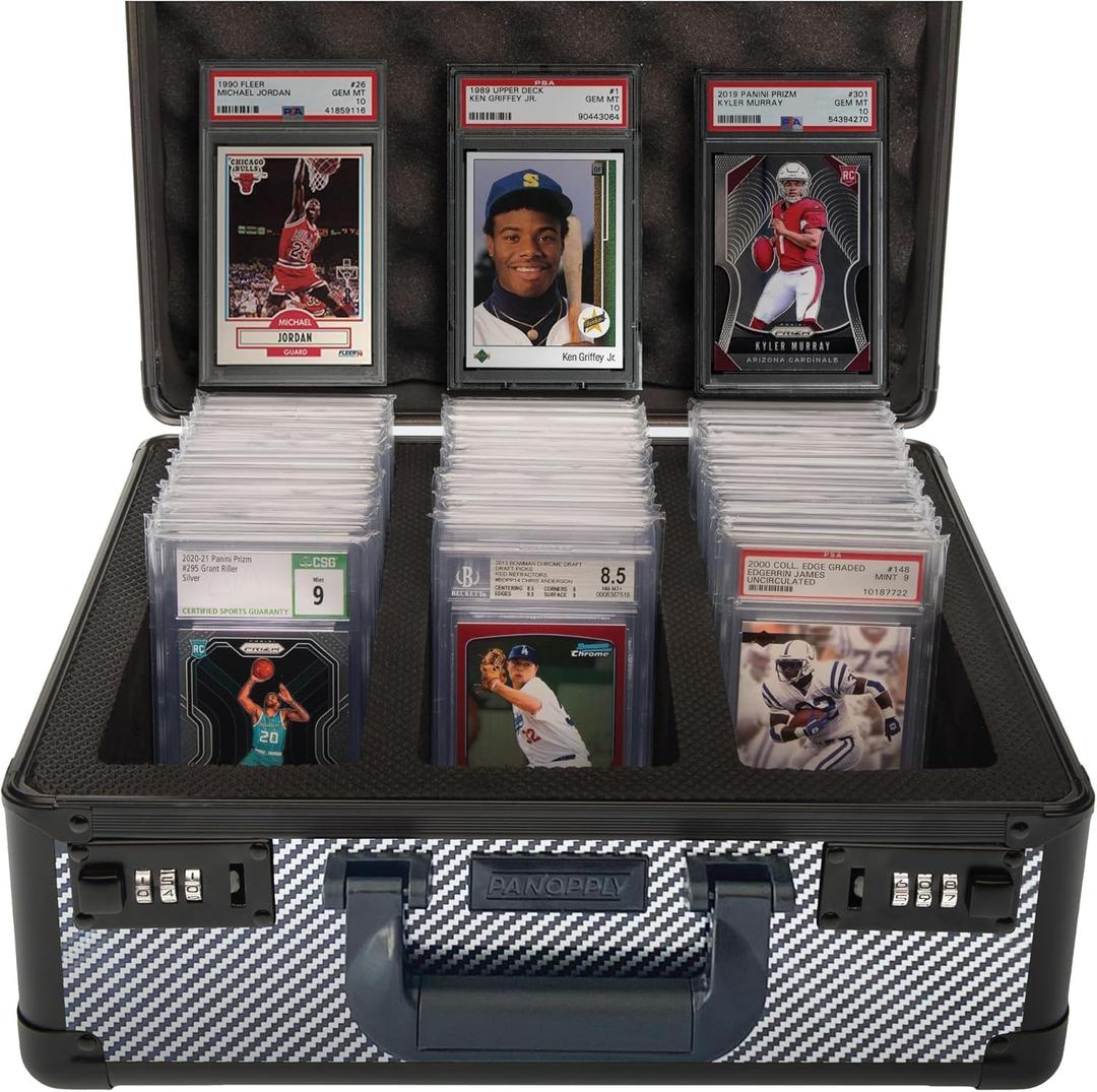 SLAB ARMOR 120+ 3 Row Psa Graded Card Storage Box Graded Card Case Psa Slab Case for Graded Cards Psa Card Case Baseball Card Cases for Sports Cards Storage (CARBON FIBER)
