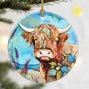 Christmas Ornaments, Dodosky 2.8in Ceramic Cattle Ornament, Xmas Decor, Christmas Tree Ornaments, Xmas Decorations for Tree, Holiday Ornament, Gifts for Cattle Lovers, Gifts for Women, Men